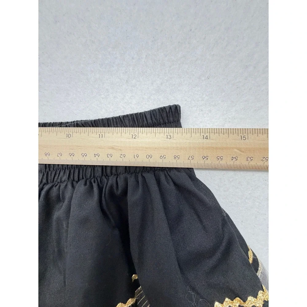 Square Up Fashions Black Gold Metallic Fair Square Dance Skirt M
